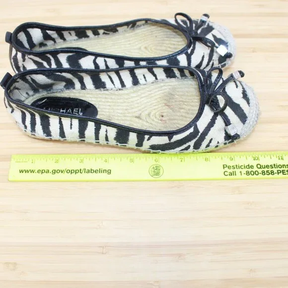 MICHAEL KORS Women's Black Zebra Print Espadrille Ballet Flats Shoes 8 - Picture 8 of 9